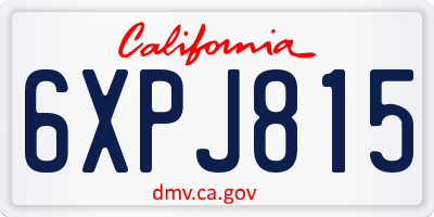 CA license plate 6XPJ815