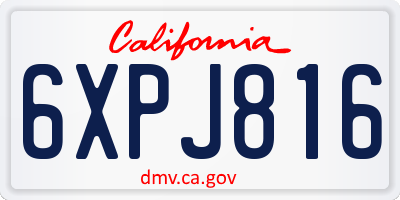 CA license plate 6XPJ816