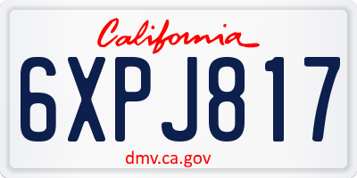 CA license plate 6XPJ817