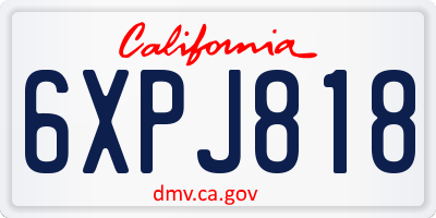 CA license plate 6XPJ818