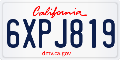 CA license plate 6XPJ819