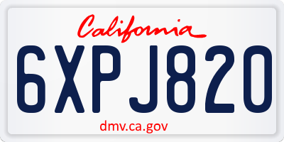 CA license plate 6XPJ820