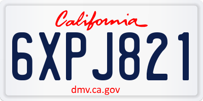CA license plate 6XPJ821