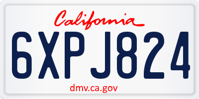 CA license plate 6XPJ824