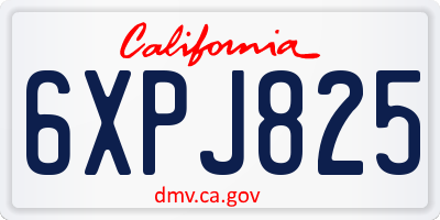 CA license plate 6XPJ825