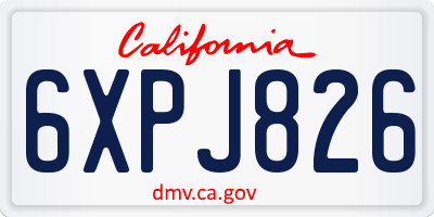 CA license plate 6XPJ826