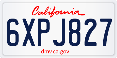 CA license plate 6XPJ827