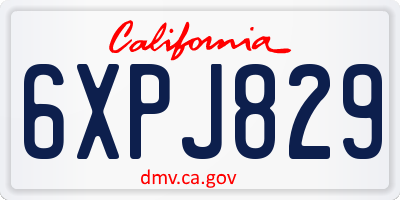 CA license plate 6XPJ829