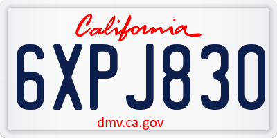CA license plate 6XPJ830