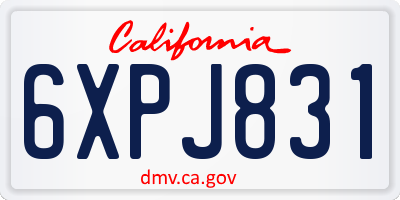 CA license plate 6XPJ831