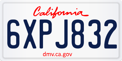 CA license plate 6XPJ832