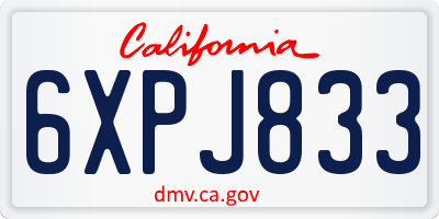 CA license plate 6XPJ833