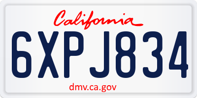 CA license plate 6XPJ834
