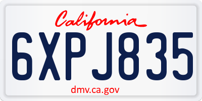 CA license plate 6XPJ835