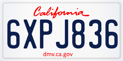 CA license plate 6XPJ836