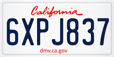 CA license plate 6XPJ837