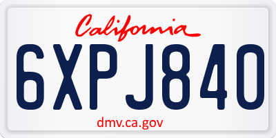 CA license plate 6XPJ840