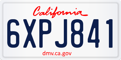 CA license plate 6XPJ841