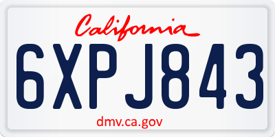 CA license plate 6XPJ843