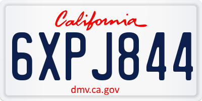 CA license plate 6XPJ844