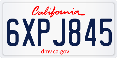CA license plate 6XPJ845