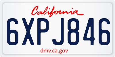 CA license plate 6XPJ846