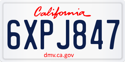 CA license plate 6XPJ847