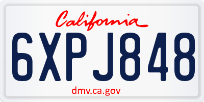 CA license plate 6XPJ848
