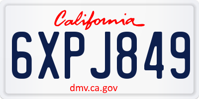 CA license plate 6XPJ849