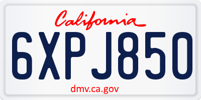 CA license plate 6XPJ850
