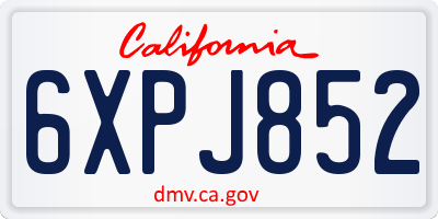 CA license plate 6XPJ852