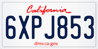 CA license plate 6XPJ853