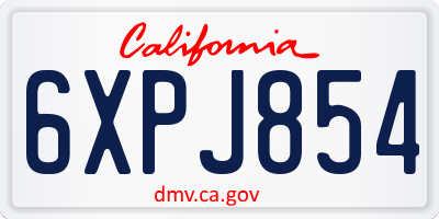 CA license plate 6XPJ854