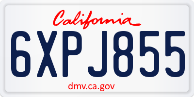 CA license plate 6XPJ855