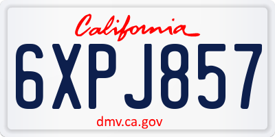 CA license plate 6XPJ857
