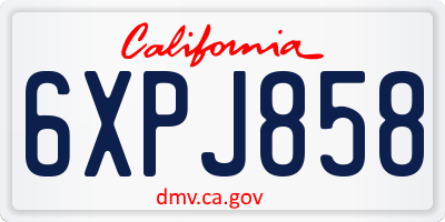 CA license plate 6XPJ858