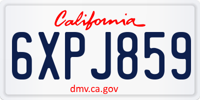 CA license plate 6XPJ859