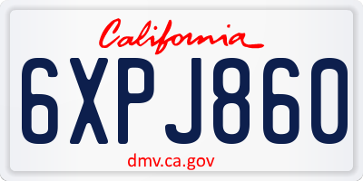 CA license plate 6XPJ860