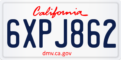 CA license plate 6XPJ862