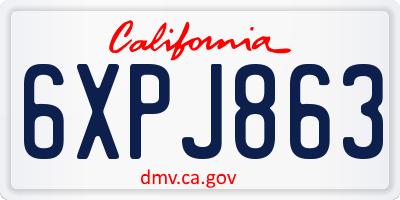 CA license plate 6XPJ863