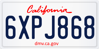 CA license plate 6XPJ868