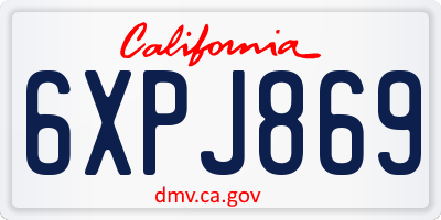 CA license plate 6XPJ869