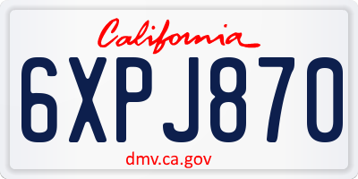 CA license plate 6XPJ870