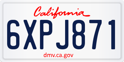 CA license plate 6XPJ871