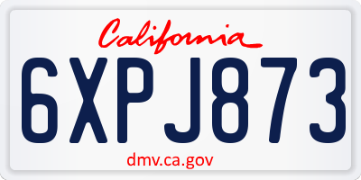 CA license plate 6XPJ873