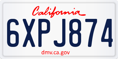 CA license plate 6XPJ874