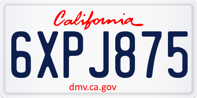 CA license plate 6XPJ875
