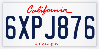 CA license plate 6XPJ876