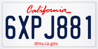 CA license plate 6XPJ881