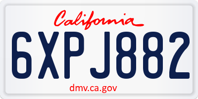CA license plate 6XPJ882